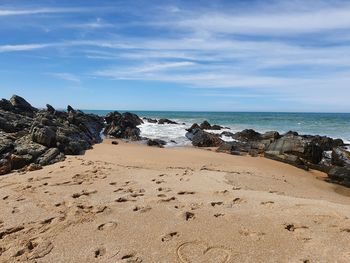 Scenic view of beach against sky