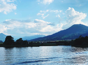 Scenic view of lake against sky