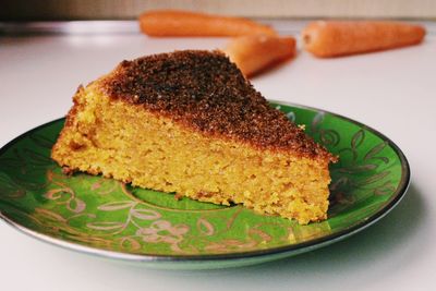 Close-up of cake served in plate