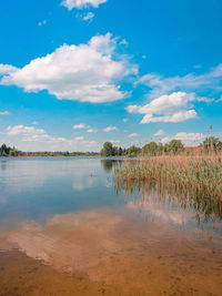 Scenic view of lake against sky