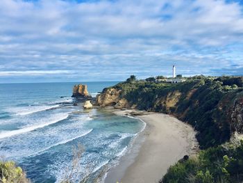 Scenic view of beach against sky