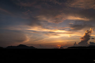 Scenic view of dramatic sky during sunset