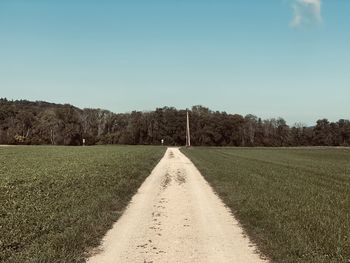 Scenic view of field against clear sky