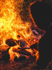 Close-up of hand at night