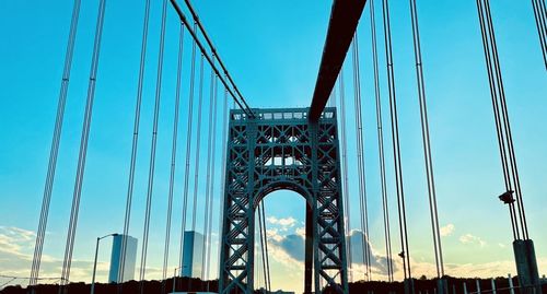 Low angle view of suspension bridge