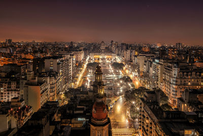 Illuminated national congress of argentina and cityscape at night