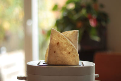 Close-up of food in toaster 