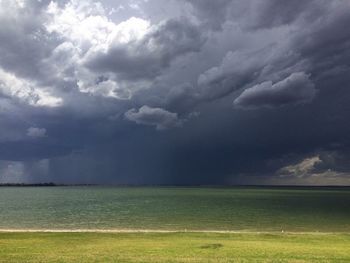 Storm clouds over landscape