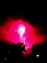 Low angle view of firework display at night