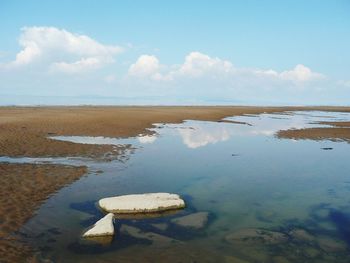 Scenic view of lake against sky
