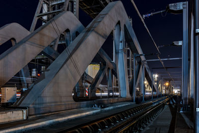 View of railroad tracks at night