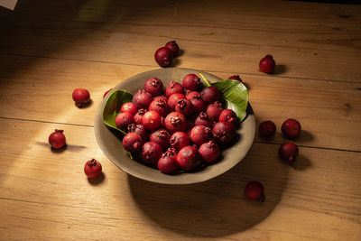 High angle view of fruits on table