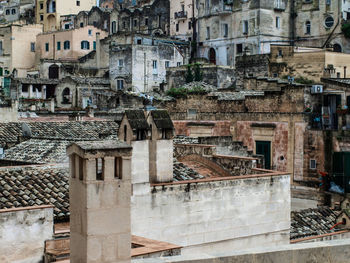 High angle view of buildings in town