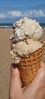 Close-up of hand holding ice cream cone