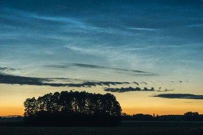 Silhouette trees against sky during sunset