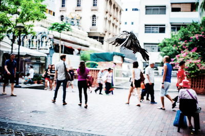 People walking in city