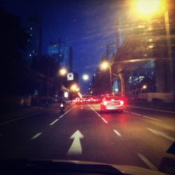 Traffic on road at night