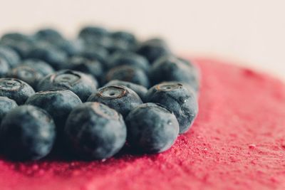 Close-up of blueberries on table