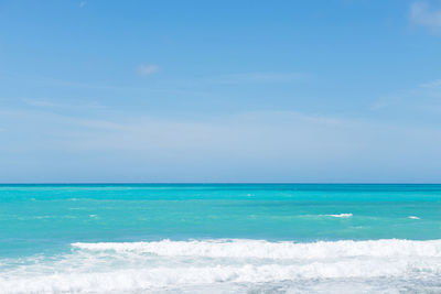 Beautiful azure sea and waves, tyrrhenian sea in tuscany, italy