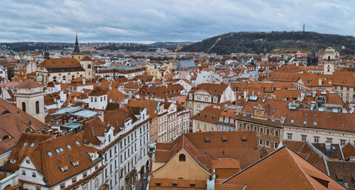 High angle view of townscape against sky