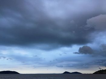 Scenic view of sea against cloudy sky