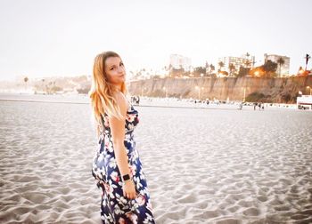 Portrait of young woman on beach