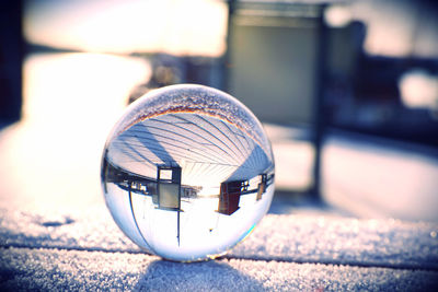 Close-up of ball on glass