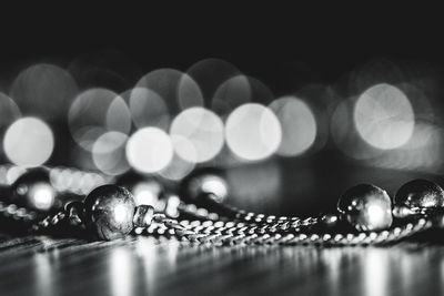 Close-up of lighting equipment on table