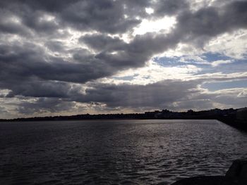Scenic view of sea against cloudy sky