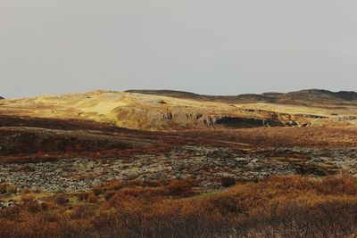 Scenic view of landscape against clear sky