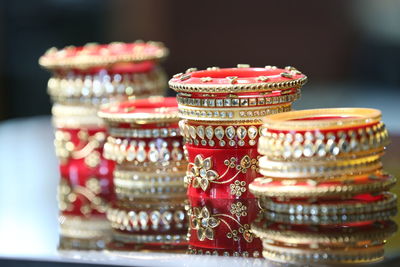 Close-up of objects on table