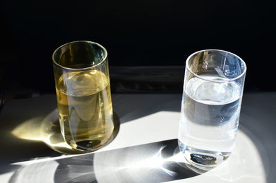 Glass of water on table