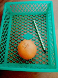 High angle view of orange on table