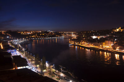 Illuminated cityscape at night