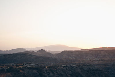 Scenic view of mountains against clear sky