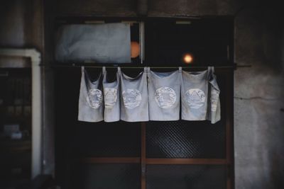 Close-up of clothes hanging