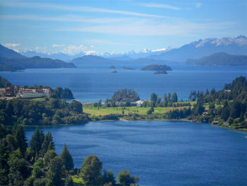 Scenic view of bay against sky