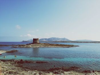 Scenic view of sea against clear sky