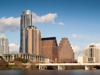 Low angle view of skyscrapers against sky