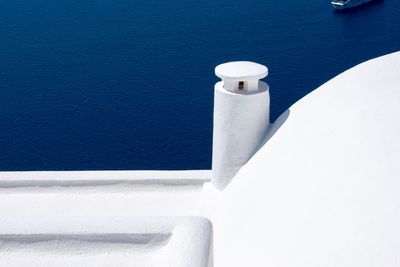 High angle view of white container on sea