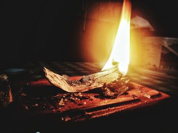 Close-up of illuminated candle