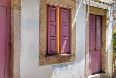 Closed door of building