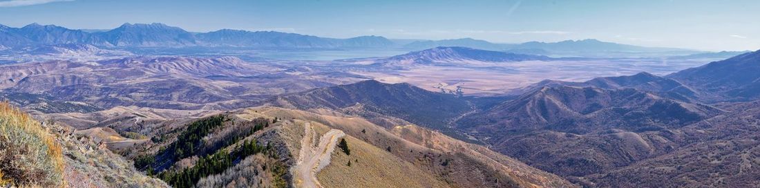 High angle view of mountain range