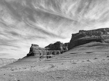 Rock formations on landscape against sky