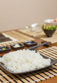 Close-up of food in plate on table