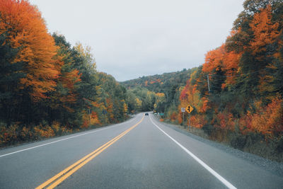 Road amidst trees against sky