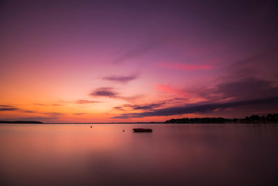 Scenic view of river against sky during sunset