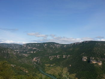 High angle view of land against sky