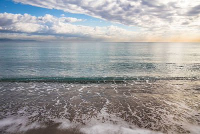 Sunset in poetto beach, cagliari, sardinia, italy