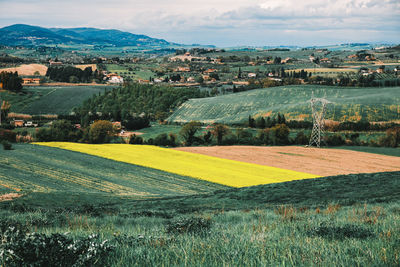 High angle view of townscape against sky
